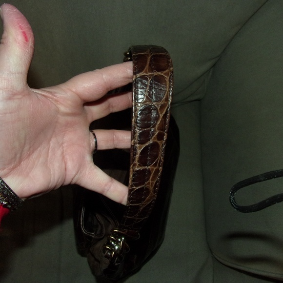 Furla Suede and Leather Embossed Shoulder Handbag - Picture 4 of 8